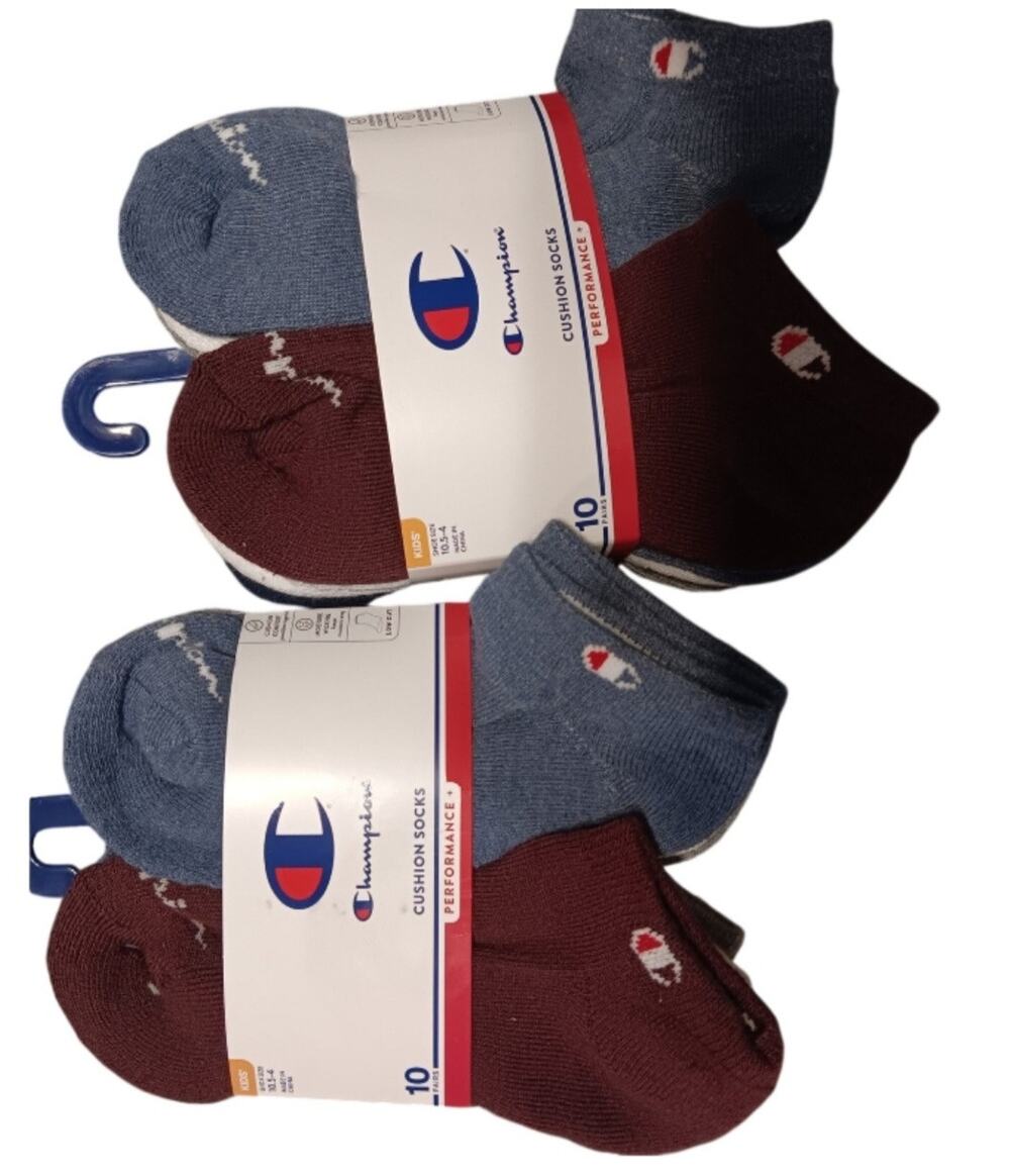 Champion Kids NEW Low Cut Cushioned Socks Multi Color Athletic 20 pair 10.5 - 4